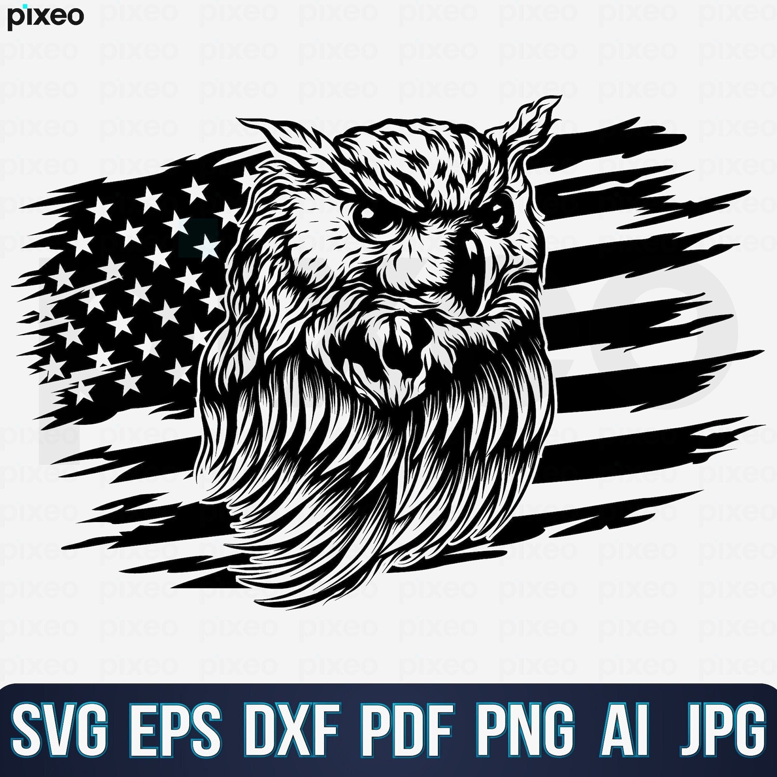 American Flag Owl SVG: Patriotic USA 4th of July Clipart (digital ...