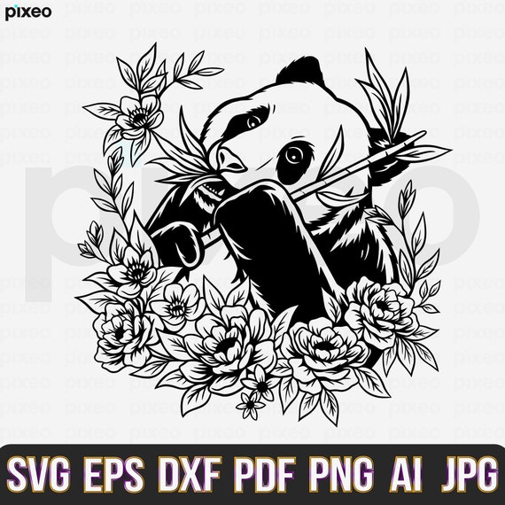 Panda With Flowers Svg Panda Svg Panda Flower Svg Panda - Etsy Ireland