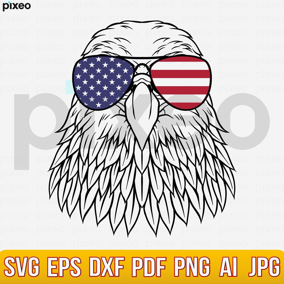 Eagle With American Flag Svg Eagle With Sunglasses SVG - Etsy