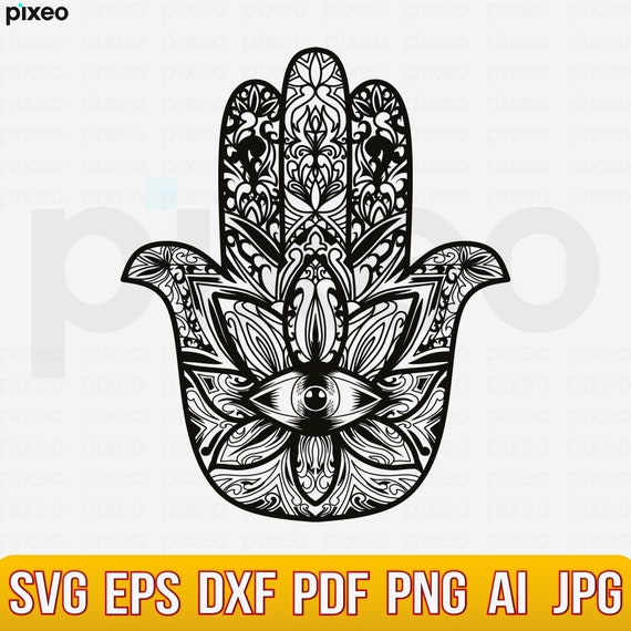 Hamsa Hand SVG: Mandala Evil Eye, Boho Fatima (digital Download