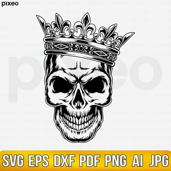 King Skull Svg, Skull Svg, Skull King Svg, King Skull Clipart, Skeleton  Svg, Skull Clipart, Skull Vector, Skull Cricut, Sugar Skull Svg Png