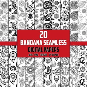Bandana Paisley Seamless Pattern: 20 Digital Papers (PNG, JPG)