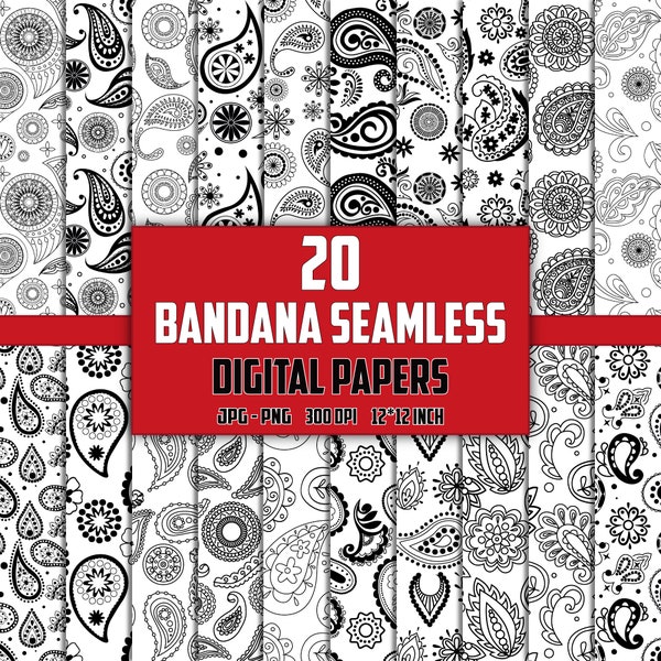 Bandana Seamless Pattern, Paisley Seamless Pattern, Bandana Png, Bandana Digital Papers, Bandana Clipart, Bandana Pattern Print, Sublimation