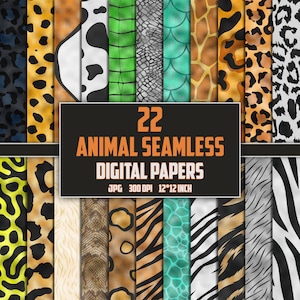 Metallic Animal Seamless Patterns Bundle | Stylish Leopard & Animal Print SVG Designs | Versatile Clipart for Apparel and Crafts