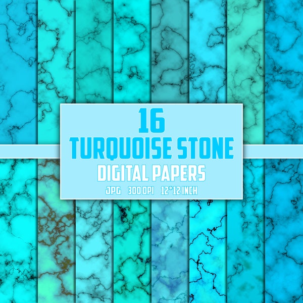 Turquoise Digital Paper, Turquoise Backgrounds, Turquoise Gemstone Texture, Turquoise Scrapbook, Turquoise Print, Turquoise Marble Paper JPG