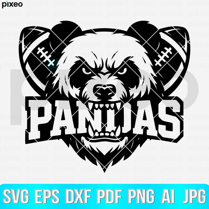 Pandas Mascot SVG: High School Football Clipart (digital Download) - Etsy