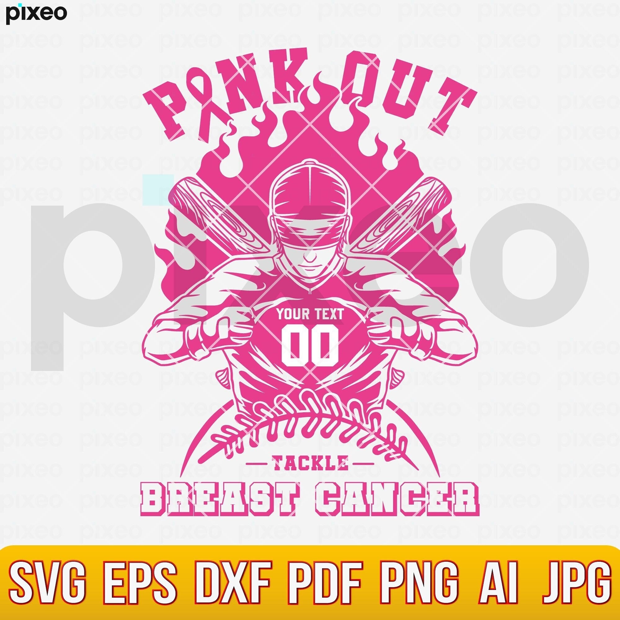 Pink Out Baseball Player SVG: Breast Cancer Awareness Clipart (digital  Files) - Etsy Israel, image size:2000x2000