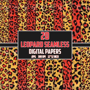 Red Gold Leopard Print Digital Paper: Seamless Safari Pattern (JPG, 300 PPI)