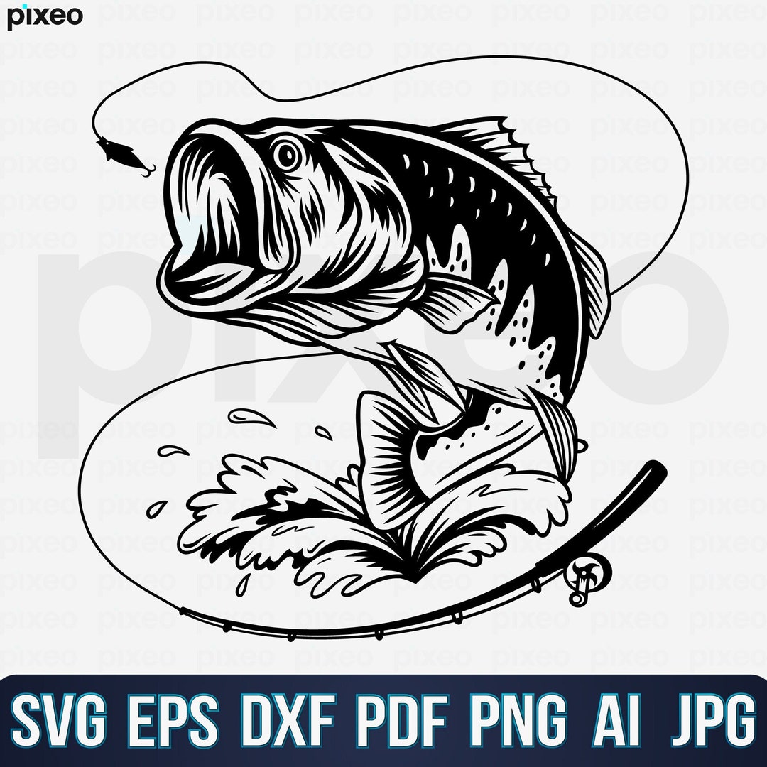 Bass Fishing Svg, Fishing Svg, Bass Fish Svg, Bass Clipart, Bass Vector