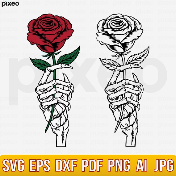 Skeleton Hand Rose Svg Hands Death Svg Skull Rose Svg - Etsy Canada