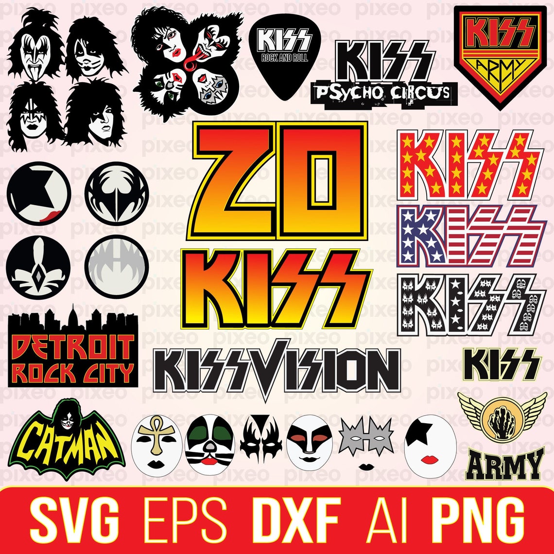 Kiss Band Svg Bundle Kiss Logo Svg Kiss Makeup Svg Kiss Etsy