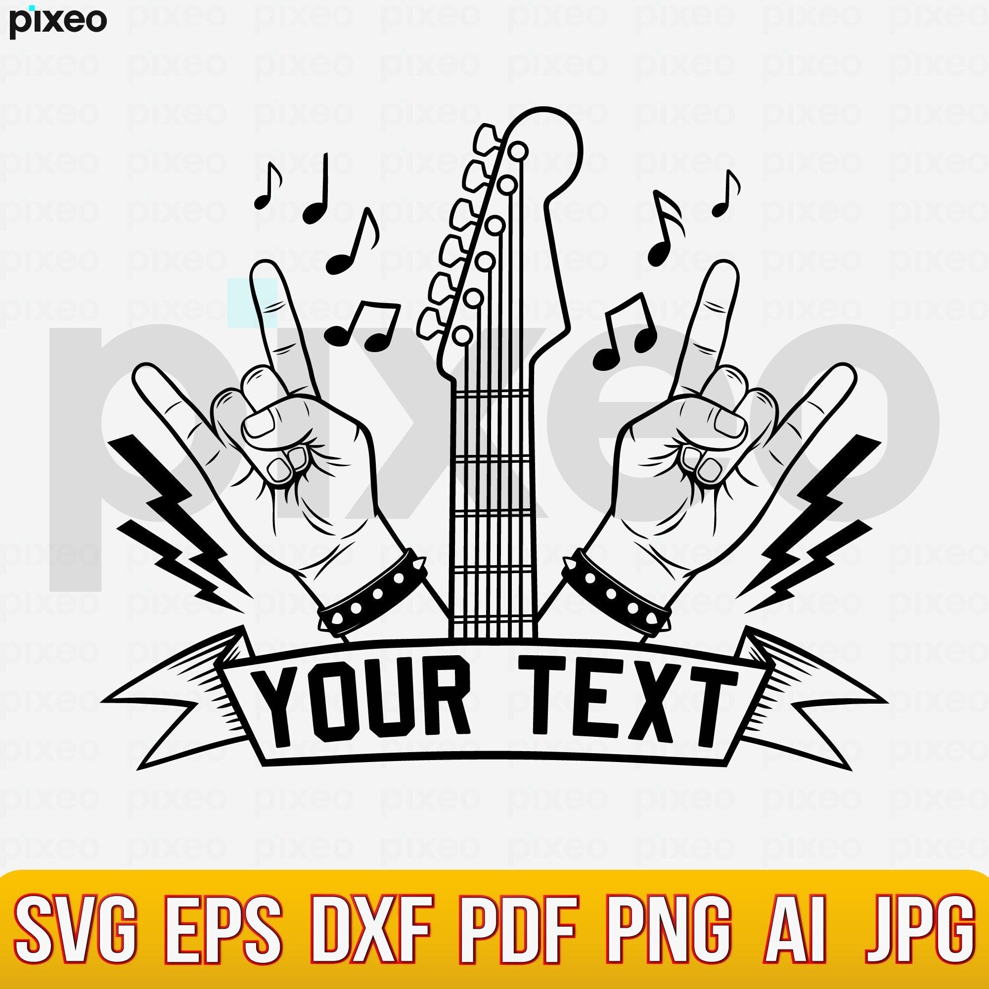 Rock And Roll Halloween Svg, Rock And Roll Skeleton Guitar
