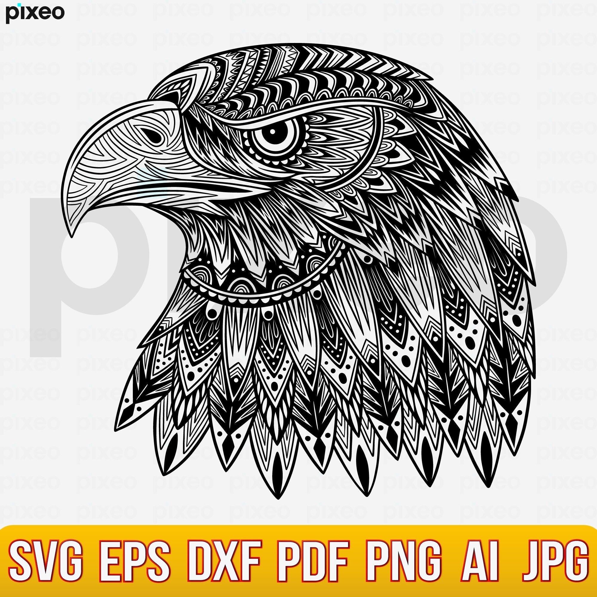 Eagle Mandala SVG: Zentangle Clipart, Vector Cut File