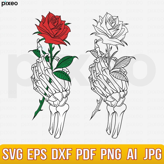 Skeleton Hand Rose Svg Hands Death Svg Skull Rose Svg | Etsy Australia