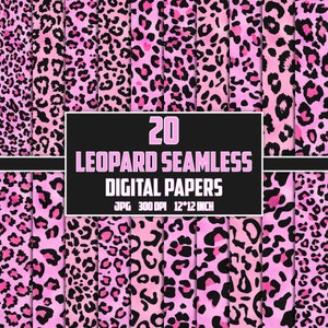 Pink Rose Gold Leopard Print Digitales Papier: Nahtloses Safari-Muster (JPG, 300 PPI)