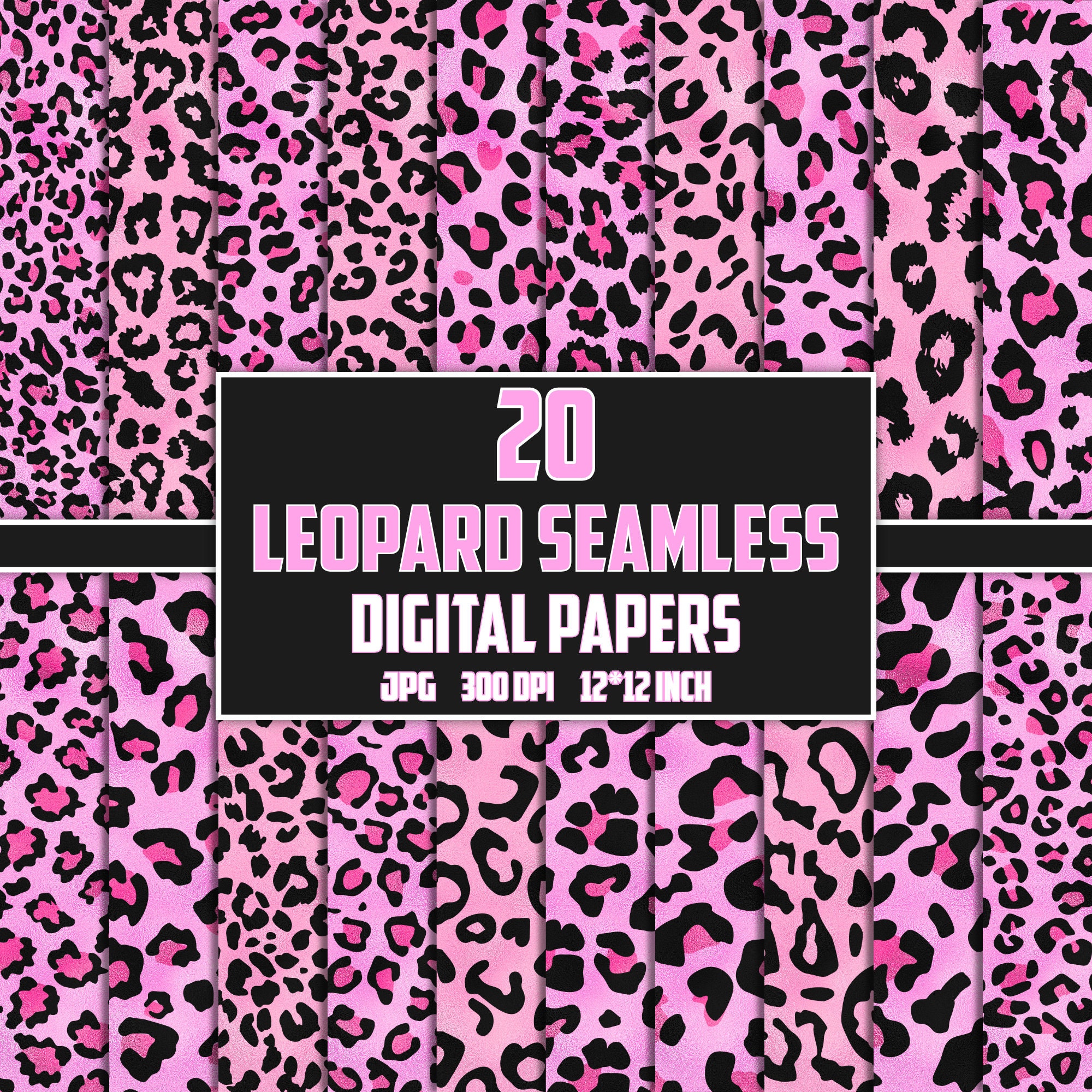 Pink Rose Gold Leopard Print Digital Paper: Seamless Safari Pattern ...