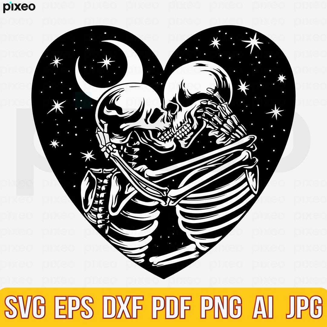 Gothic Skull Lovers SVG: Skeleton Couple Clipart (digital Download