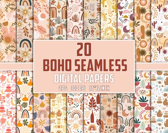Boho Seamless Digital Paper: 20 Boho Scrapbook Muster (Digitaler Download)