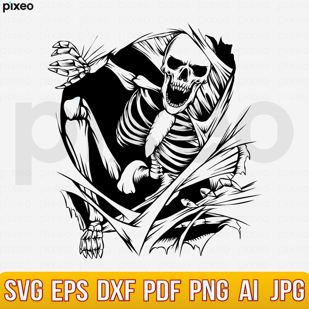 Skull in the Wall SVG, Scary Skull SVG, Skull SVG, Skull Clipart, Skull ...