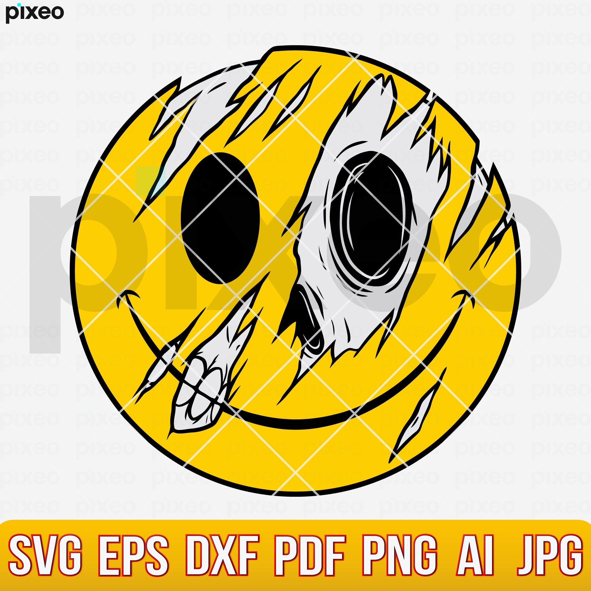 VALIEM ACT3 MM SMILEY ANGRY Ｍサイズ Skull Smiley Face SVG: Drippy Melting Emoji Clipart (digital