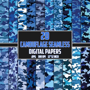 Blue Camouflage Digital Paper, Camouflage Seamless Patterns, Camouflage Pattern, Camouflage Printable, Camouflage Clipart, Camouflage Jpg