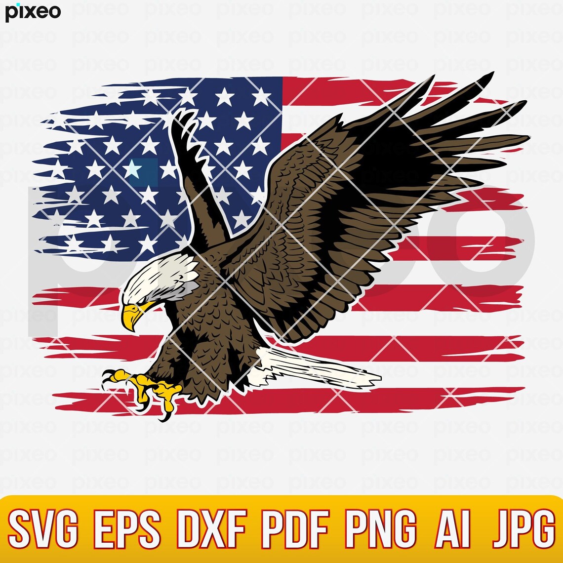 Eagle With American Flag SVG: Patriotic USA 4th of July (digital ...