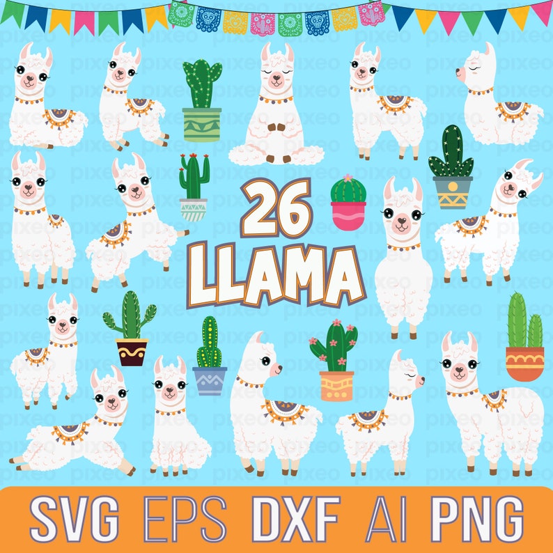 Llama Svg Bundle Llama Clipart Cute Llama Svg Llama Print | Etsy