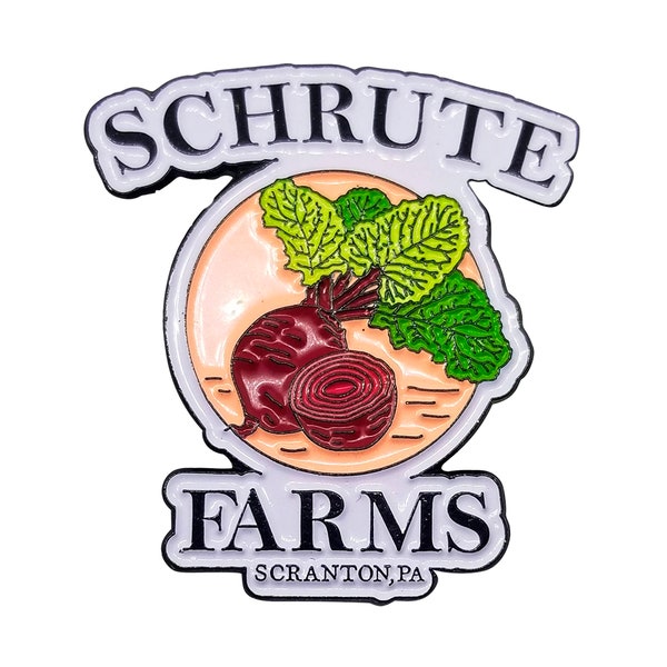 Stickeroonie Schrute Farms Beets Enamel Lapel Pin The Office Funny 1.2 inch