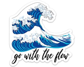 Stickeroonie Kanagawa Wave Vinyl Sticker: Japanese Art, Weather Resistant (4” x 4”)