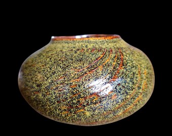 Gasgestookte maanpot van aardewerk — Teadust Glaze, Sculpturale vaas, Ikebana, keramiekkunst 6 x 4 inch, gesigneerd