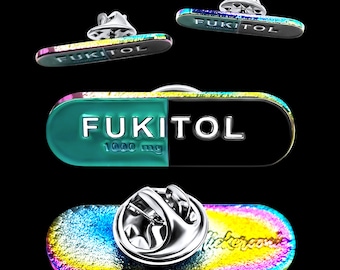 Broche de esmalte Stickeroonie Fukitol: Presente sarcástico para quem toma remédio com receita