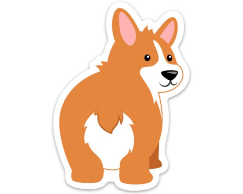Stickeroonie Cute Corgi Butt Dog Sticker Decal Laptop Cell Phone Cover 4 x 3