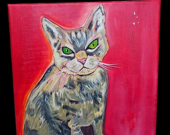Originale Grumpy Cat Malerei: Wunderliche Acryl Pop Art