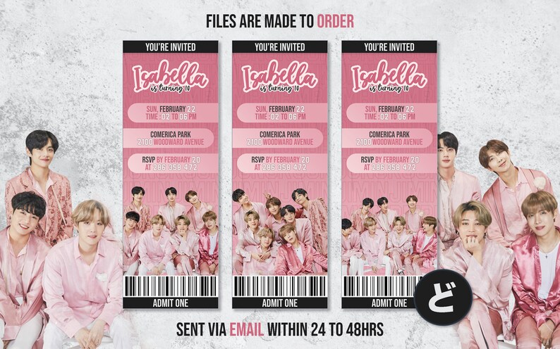 bts birthday ticket invitations 2020 festa etsy