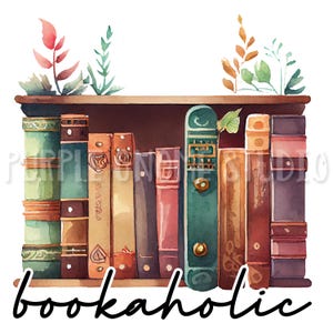 Bookaholic PNG, Książki PNG, Sublimacja książek, Pobieranie cyfrowe, 300 DPI, Natychmiastowe pobieranie