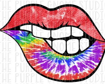 Lips, Biting Lips, Tie-Dyed Lips, Sublimation, PNG File, Digital File, 300DPI, Instant Download