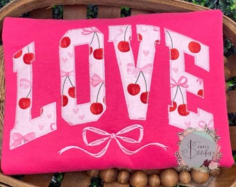LOVE with embroidered bow sweatshirt, Valentines, Gildan
