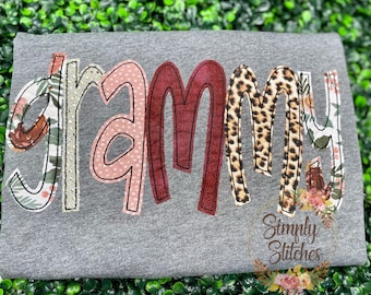 Grandmother/Mama/Mom/Momma/Name applique shirt or raglan ~Raggy edge applique~