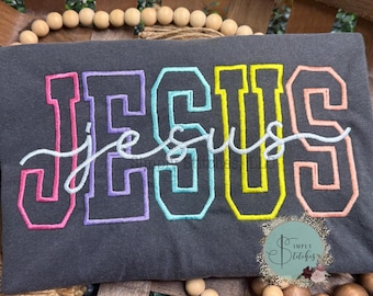 Jesus embroidered tshirt, sweatshirt- Comfort color, Gildan