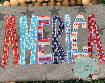 AMERICA appliqued shirt~Patriotic, star print shirt, unisex, 4th of July, Memorial Day