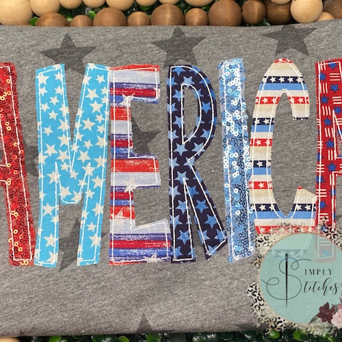 Chemise AMERICA appliquée ~ Patriotique, chemise imprimée étoiles, unisexe, 4 juillet, Memorial Day