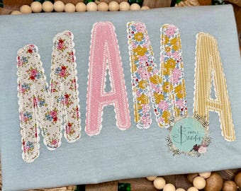 MAMA appliqued T-shirt- Comfort color