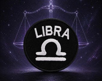 Parche del signo astrológico Libra/Parche termoadhesivo/Regalo de cumpleaños/Símbolos del horóscopo/Aplique bordado para coser en ropa, chalecos, chaquetas y mochilas