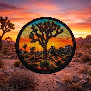 Toppa del Parco Nazionale di Joshua Tree/Toppa termoadesiva/Souvenir naturalistico/Distintivo del deserto/Applicazione da cucire per abbigliamento, gilet, giacca, cappelli, zaino e attrezzatura.