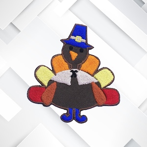 Turkije-patch – Thanksgiving-cartoon geborduurde opstrijkbare badge voor jassen, schorten, rugzakken, kinderkleding en doe-het-zelf herfstambachten
