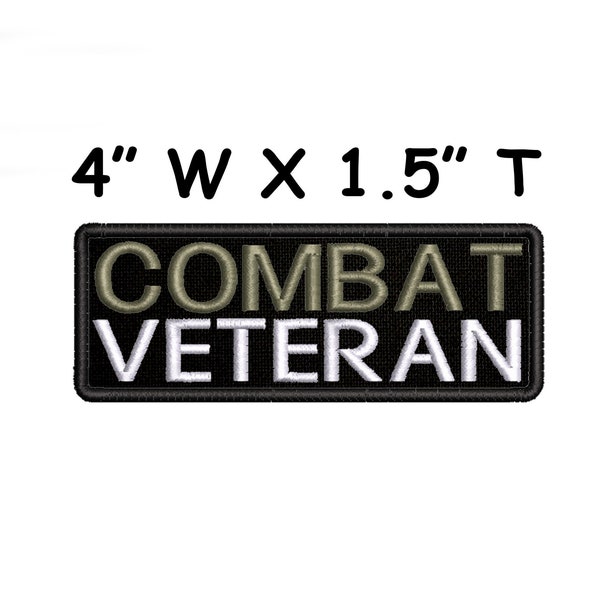 Combat Veteran Embroidered Patch Iron-on / Sew-on - Badge Emblem - Patches for Vest Jacket Clothing - Military Vet USA - DIY Applique