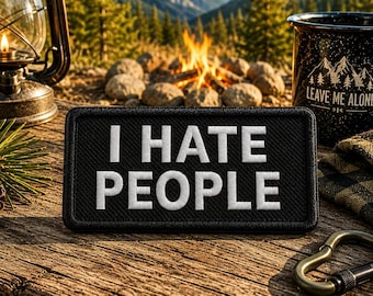 I Hate People Patch/Funny Sarcastic/Iron-on Patch/Biker Gift/Introvert Humor/Embroidered Sew-on Applique for Clothing Vest/Jacket Backpack