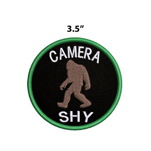 Camera Shy Yeti Bigfoot Foot Embroidered Iron On Patch Sasquatch Folklore Cryptid Hoax Funny Humor Laugh Joke for Vest Jacket Clothing