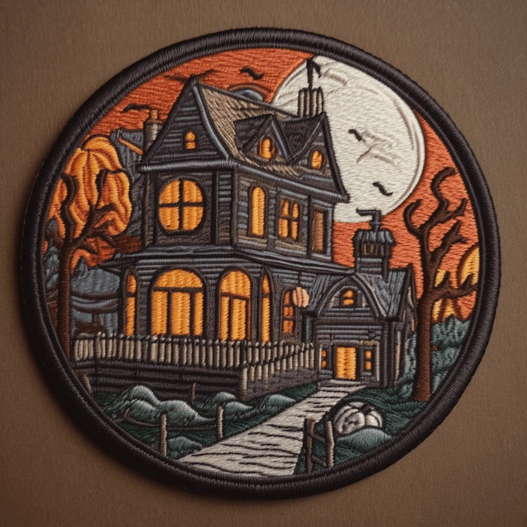Haunted House Patch Embroidered DIY Iron-on/sew-on Custom Applique Vest ...