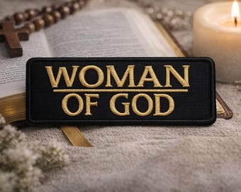 Naszywka Kobieta Boża/Naszywka do prasowania/Prezenty wiary chrześcijańskiej/Naszywki z motywem Biblii religijnej/Haftowana aplikacja do naszycia na odzież, kamizelkę/kurtkę, kapelusz